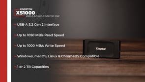 Kingston 1TB XS1000 USB-C 3.2 Gen 2 External SSD SXS1000/1000G