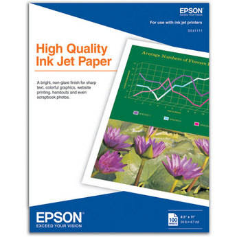 Epson High Quality Inkjet Paper (8.5 x 11", 100 Sheets)