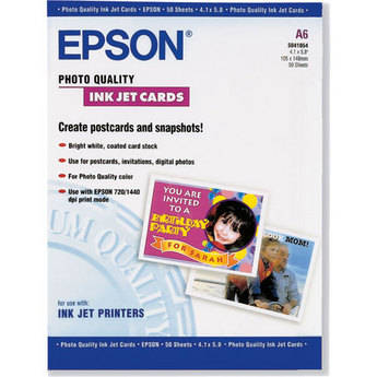 Epson Photo Quality Inkjet Cards (A6 4.1 x 5.8", 50 Sheets)