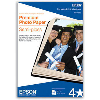 Epson Premium Photo Paper Semi-Gloss (4 x 6", 40 Sheets)