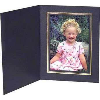 Collector's Gallery Black Classic Portrait Folder w/ Gold Foil Border for 4 x 6" Print , Model PF5500-46