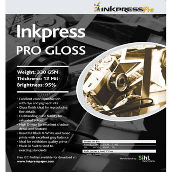 Inkpress Media Pro Gloss Paper (330gsm) for Inkjet - 17" Wide Roll - 100' Long