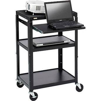 Bretford Adjustable AV Cart with Pull-Out Notebook Shelf (Black)