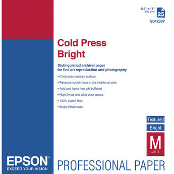Epson Cold Press Bright Paper (8.5 x 11", 25 Sheets)