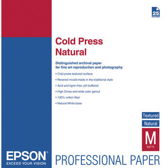 Epson Cold Press Natural Paper (17 x 22", 25 Sheets)