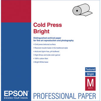 Epson Cold Press Bright Archival Inkjet Paper (24" x 50' Roll)