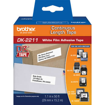 Brother Black Print on White Tape (1-1/7" x 50')
