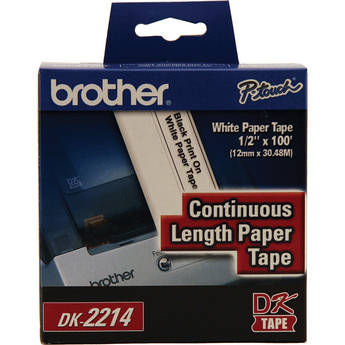 Brother Black Print on White Tape (1/2" x 100')