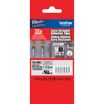 Brother TZeS961 Tape with ExtraStrength Adhesive for P-Touch Labelers (Black on Matte Silver, 1.4" x 26.2')