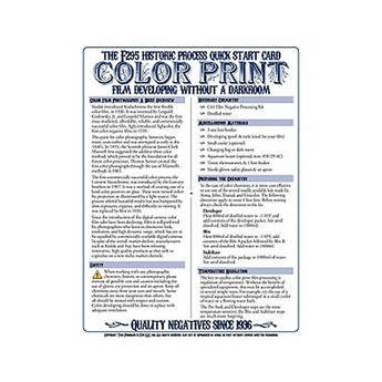 F295 Historic Process Laminated Reference Card for Color Film Developing