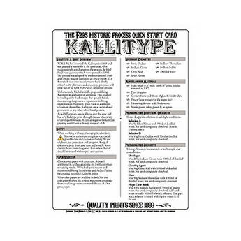 F295 Historic Process Laminated Reference Card for Kallitype Processing