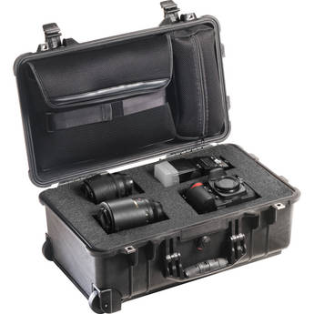 Pelican 1510LFC Wheeled Carry-On Hard Case with Foam Insert & Laptop Sleeve (Black)