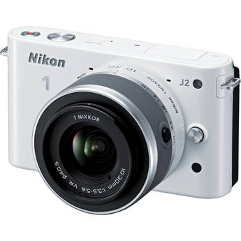 Nikon 1 J2 Mirrorless Digital Camera with 10-30mm VR Zoom Lens (White)