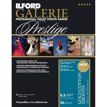 Ilford GALERIE Prestige Gold Cotton Smooth Paper (8.5 x 11", 25 Sheets)