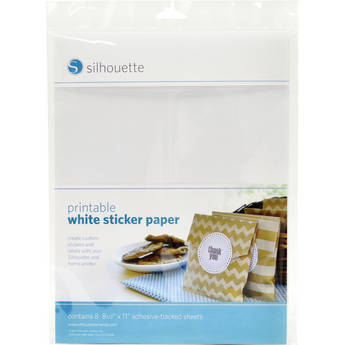 Silhouette Printable Adhesive White Sticker Paper (8.5 x 11", 8 Sheets)