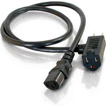 C2G Universal Power Cord with Extra Outlet (16 AWG, Black, 3')