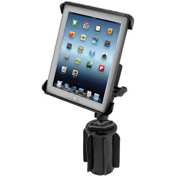 RAM Mounts RAM-A-CAN II Universal Cup Holder Mount with Long Double Socket Arm & Tab-Tite Universal Clamping Cradle for iPad 1/2/3/4