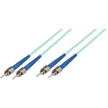 Camplex Premium Bend Tolerant OM3 Multimode Duplex ST to ST Fiber Patch Cable (3.3', Aqua)
