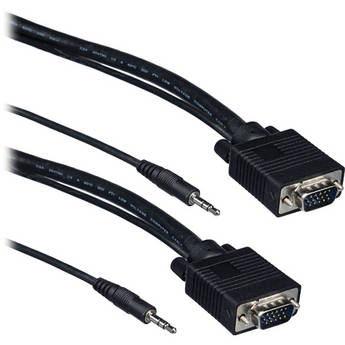 Tera Grand SVGA 15-Pin Male to Male Cable with 3.5mm Stereo Audio (3')