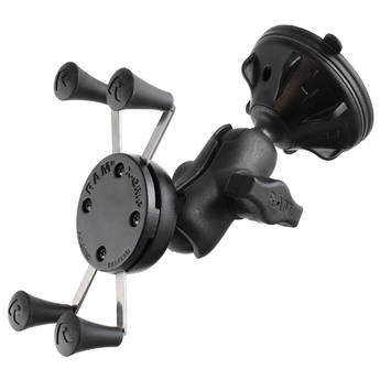 RAM Mounts Composite Twist Lock Suction Cup Mount with Short Double Socket Arm & Universal X-Grip Cell/iPhone Holder