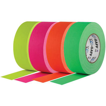 Visual Departures Gaffer Tape (2" x 50 yd, 4-Pack, Fluorescent Green, Orange, Pink, Yellow)