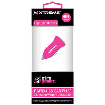 Xtreme Cables 1-Port 1A USB Car Charger (Pink)