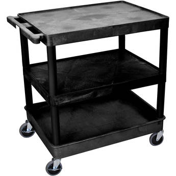Luxor TC221 32 x 24" Three Shelf Heavy-duty Utility Cart (Black)