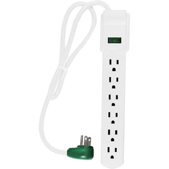 GoGreen Power 6-Outlet Surge Protector (White, 3')