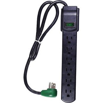 GoGreen Power 6-Outlet Surge Protector (Black, 3')