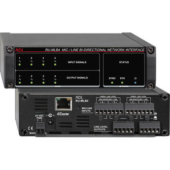 RDL RU-MLB4 Mic-/Line-Level Bi-Directional Network Interface (Four Dante I/O)