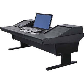 Argosy V2R Universal Workstation Desk with Two VR1003 10U Front, 3U Rear Module (Black, 89.5")