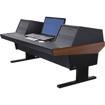 Argosy V2R Universal Workstation Desk with Two VR1005 10U Front, 5U Rear Module (Mahogany, 89.5")