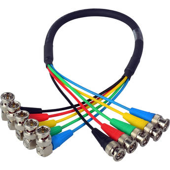 Laird Digital Cinema 5-Channel Right Angle 6G-2k 1080i HD-SDI Video Monitoring Output Cable for AJA CION Camera (50')
