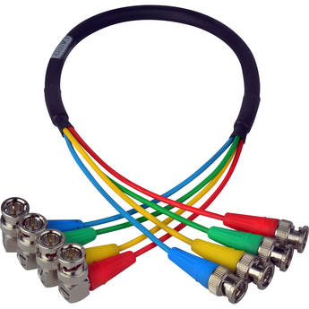 Laird Digital Cinema 4-Channel Right Angle 6G-2k 1080i HD-SDI Video Monitoring Output Cable for AJA CION Camera (6')