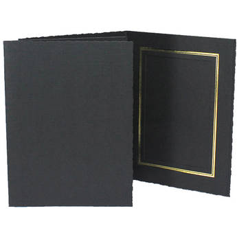 Collector's Gallery Classic Black Folder with Gold Foil Window Border (Vertical 5 x 7" Print, 25-Pack)