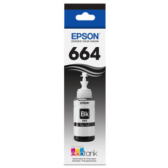 Epson T664 Black Ink Bottle with Sensormatic (70mL)