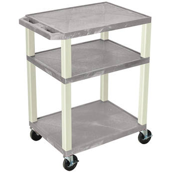 Luxor 34" Tuffy Open Shelf A/V Cart with 3 Shelves (Gray Shelves, Putty Legs)