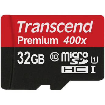 Transcend 32GB Premium microSDHC UHS-I Memory Card with SD Adapter (2-Pack)