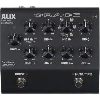 Grace Design ALiX Single-Channel Acoustic-Instrument Preamp, EQ, DI & Boost Pedal (Black)