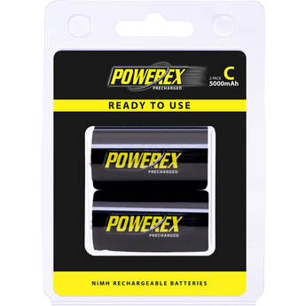 Powerex Precharged Rechargeable C Cell NiMH Batteries (1.2V, 5000mAh) - 2-Pack