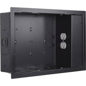Chief In-Wall Storage Box with 2-Receptacle Filter & Surge Protection (Black)