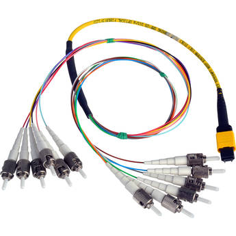 Camplex MTP Elite APC Male to 12 ST UPC External Yellow Single-Mode Fiber Breakout Cable (10')
