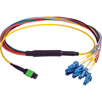 Camplex MTP Elite APC Male to 12 LC UPC External Yellow Single-Mode Fiber Breakout Cable (3')