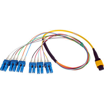 Camplex MTP Elite APC Male to 12 LC UPC External Yellow Single-Mode Fiber Breakout Cable (10')