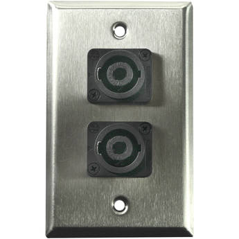 Whirlwind WP1/2NL4 1-Gang Wall Plate with 2 Neutrik NL4 Speakon Terminals (Stainless Steel Finish)