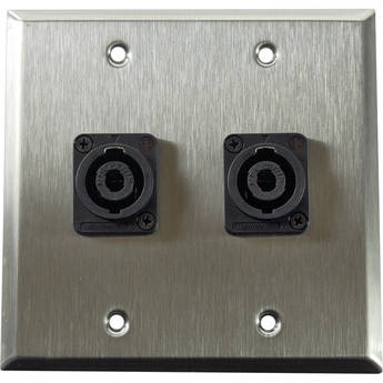 Whirlwind WP2/2NL4 2-Gang Wall Plate with 2 Neutrik NL4 Speakon Terminals (Stainless Steel Finish)