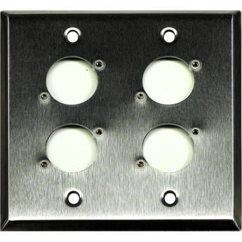 Whirlwind WP2/4H 2-Gang Wall Plate Punched for 4 Whirlwind/Switchcraft D3F Terminals (Stainless Steel Finish)