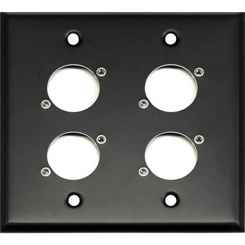 Whirlwind WP2B/4NDH 2-Gang Wall Plate Punched for 4 Neutrik XLR Terminals (Black Finish)
