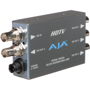 AJA HD5DA 1x4 HD/SD-SDI Distribution Amplifier / Repeater with DWP