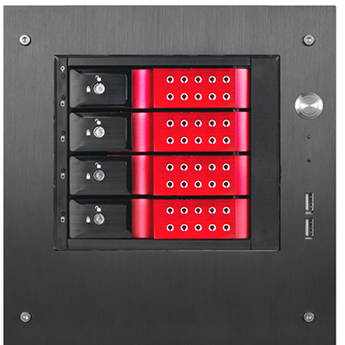 iStarUSA Compact Stylish 4x 3.5" Hotswap Trayless mini-ITX Tower (Red HDD Handles)